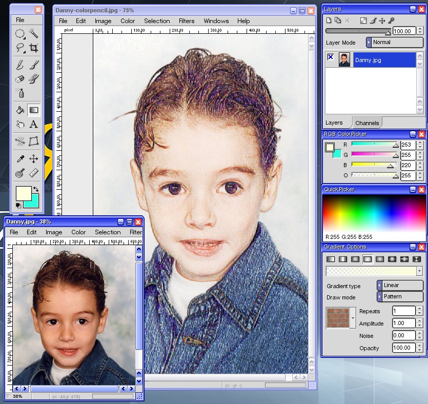 Refraction beta 8 with the reworked toolbar, layer window and tool settings